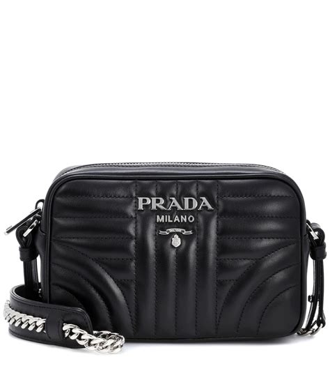 prada quilted medium leather camera cross-body bag|Prada diagramme leather shoulder bag.